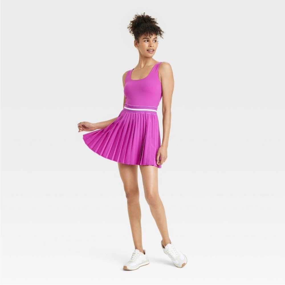 Women’s Pleated Active Dress- Dark Violet Small